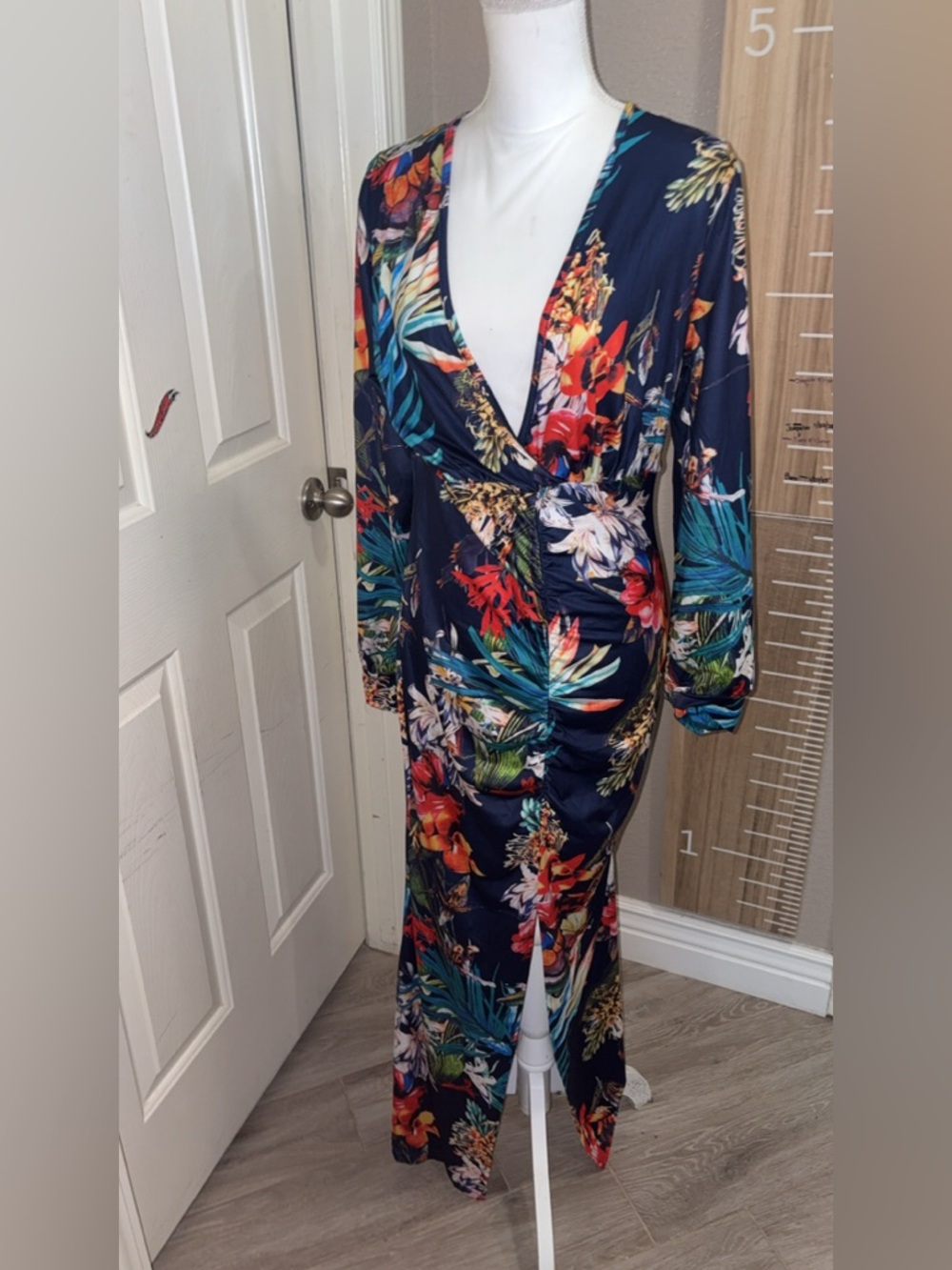 SHEIN Navy Floral Print Maxi Dress